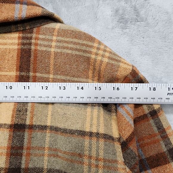 Free People Blazer Womens L Neutral Brown Mari Heavyweight Wool Blend Plaid - Picture 9 of 11